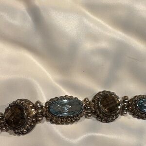 Elegant SS with  Blue Topaz and Amethyst Balinese Women's Bracelet